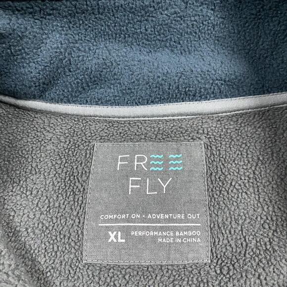 Free Fly Fleece Pullover Mens XL Gray Bamboo Quarter Snap Sweatshirt Performance - Picture 3 of 8